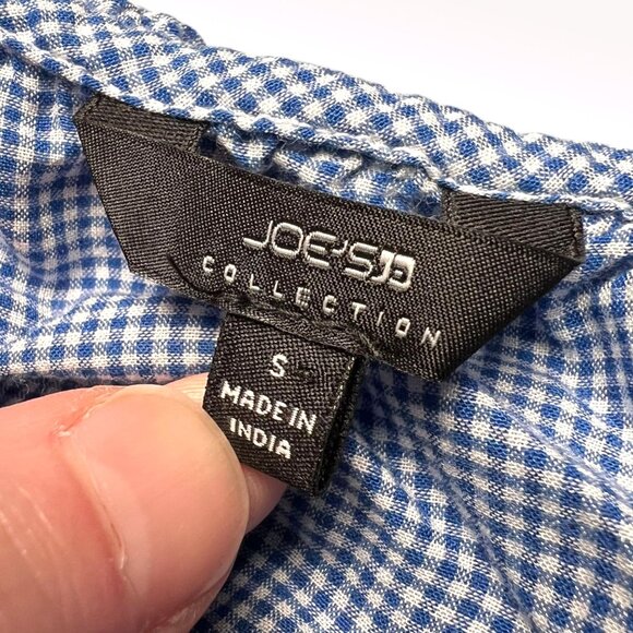 Joes Jeans One Shoulder Blouse Gingham Ruffle Blue White Size Small - Picture 3 of 8